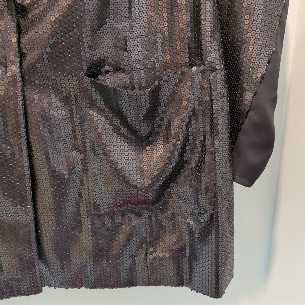 Rachel Zoe Plus Sz 2X Black All Over Sequin Blazer Jacket Glam Wedding Event - Picture 2 of 6